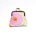 Happy Little Coin Pouch. A nickel-free kisslock frame paired with a mum print floral fabric in pink, green, orange, beige and white