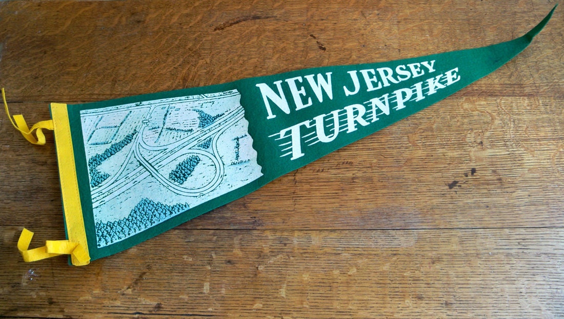 Large New Jersey Turnpike Souvenir Pennant - Kitschy Cool Road Trip Fun