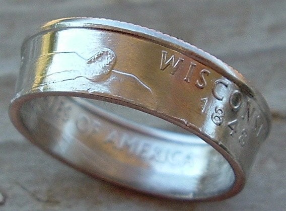 2004 Wisconsin State Quarter Coin Ring in a size 7 1/2