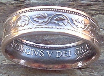 1919 Canadian Large Cent Copper Coin Ring in a size 8