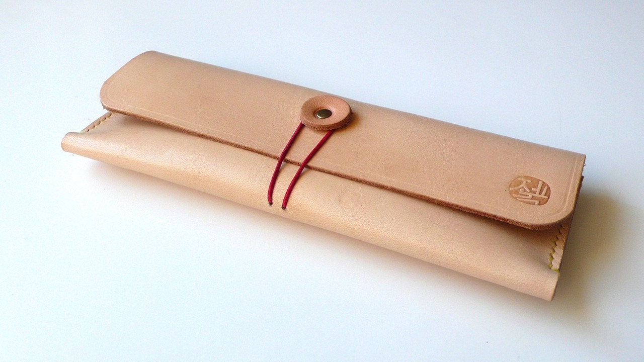Hand-stitched leather pencil case/ multi-pouch
