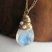 Moonstone Necklace woven with tiny Fresh Water Pearls