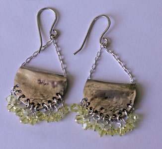 Sterling Silver Dangle Earrings with Lemon Swarovski crystals