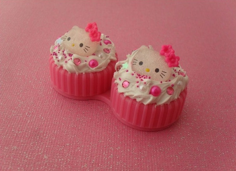Kawaii Contact Lens Case - deco den, hello kitty, pearls, rhinestones, sprinkles, flakes, glittery, flowers
