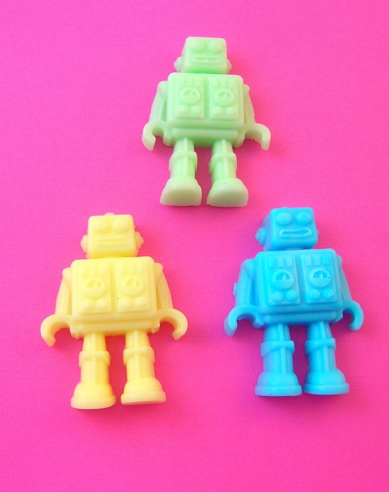 Set of 3 Robot Soaps- Your choice scent and color