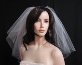 2 tier elbow length bridal veil, wedding veil with blusher 25 inches long