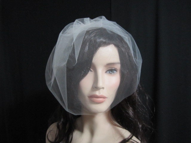14 inch tulle birdcage veil, wedding veil, bridal veil available in white, diamond white, light ivory, and ivory