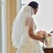 Waist length, 30 inches, 2 tier wedding veil with blusher, bridal veil - ONLY in DIAMOND WHITE