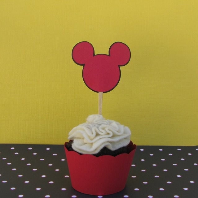 Mickey Cupcake Toppers - Set of 6 - MADE TO ORDER