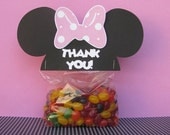 Minnie Mouse Ears Treat & Party Favor Thank You Goodie Bags Toppers Set of 12