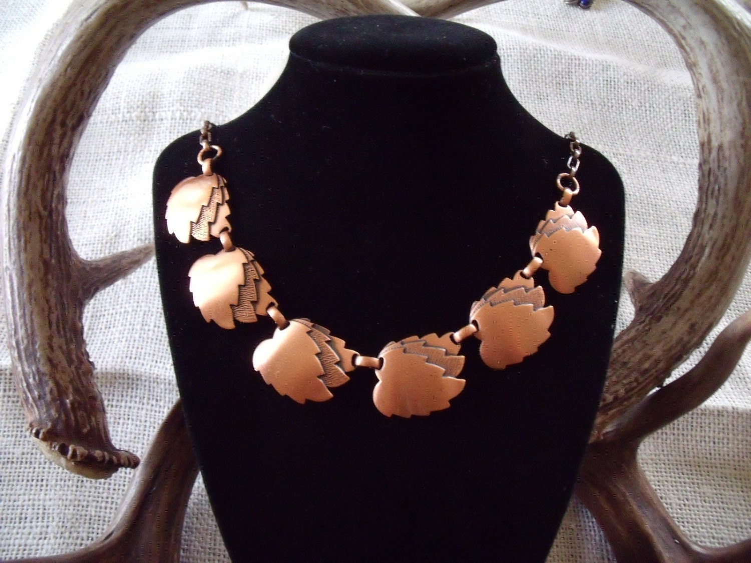 Vintage Copper Leaf Necklace