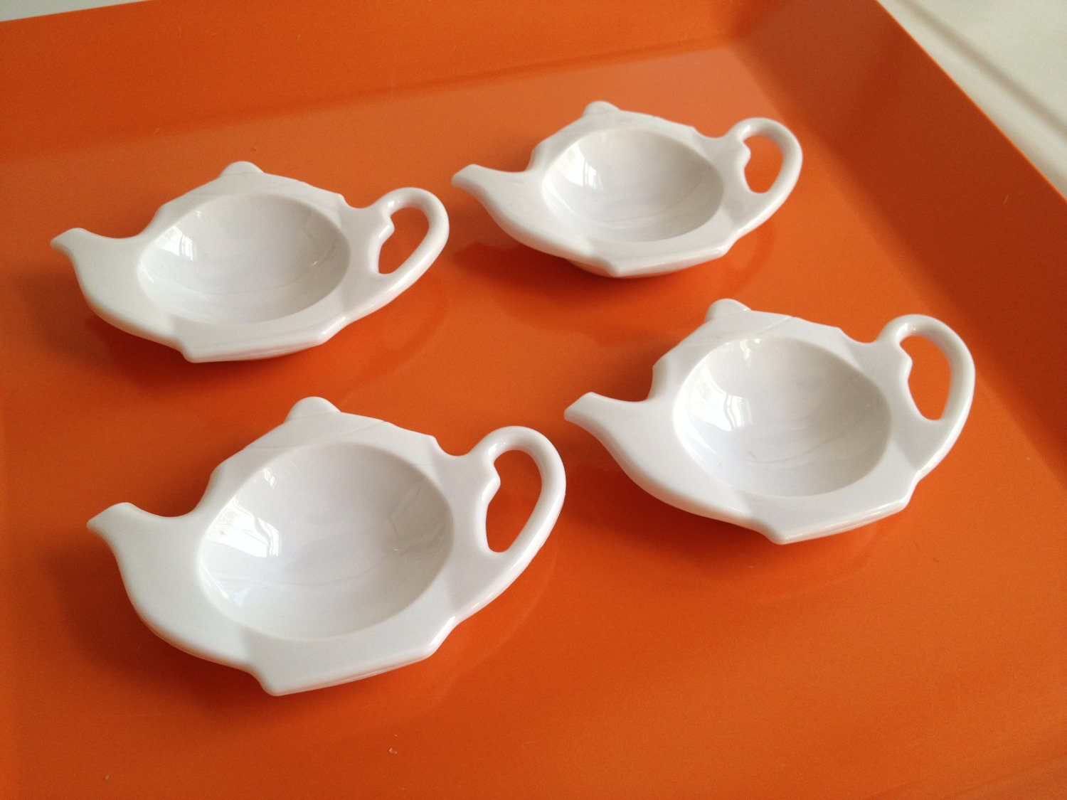 Teapot Shaped Melamine Tea Bag Holders Set of Four by CashewPickle