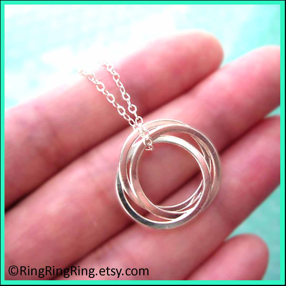 925. Trinity - Sterling silver necklace jewelry, Three circles, 3 rings Pendant for sisters, best friends (Plain or Hammered)
