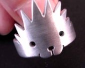 925 Adjustable cute animal ring, Hedgehog ring in solid sterling silver ring jewelry, (Matte or Shine)