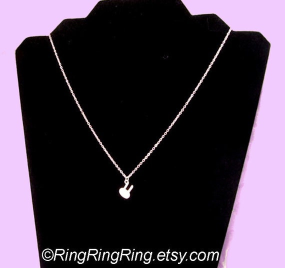 Tiny bunny rabbit Sterling silver necklace -  pendant jewelry 072012
