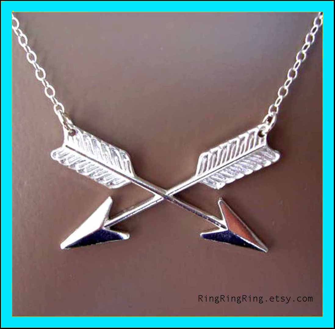 Cross Arrow necklace, Sterling silver necklace jewelry, arrow pendant 102512