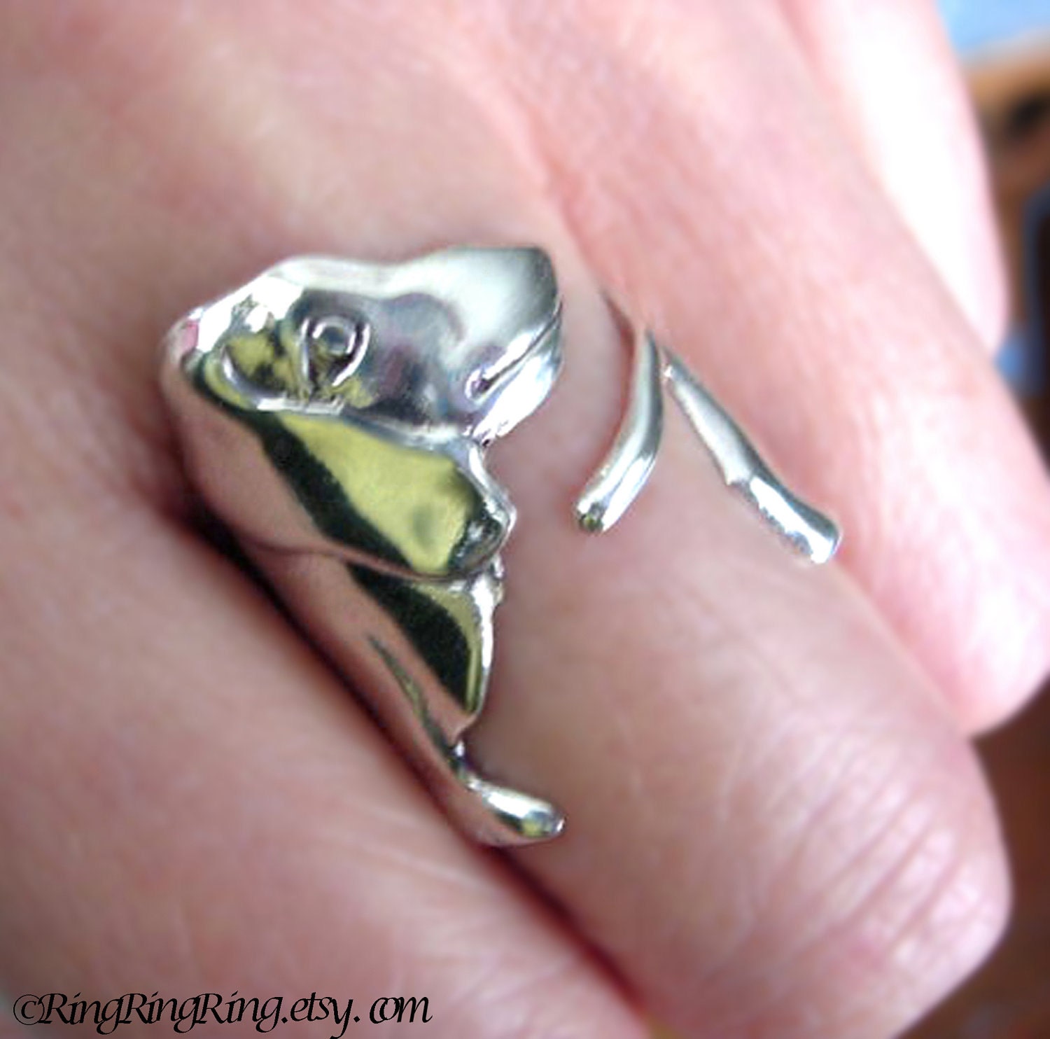 925. Basset hound dog - Sterling Silver ring jewelry Adjustable 012013