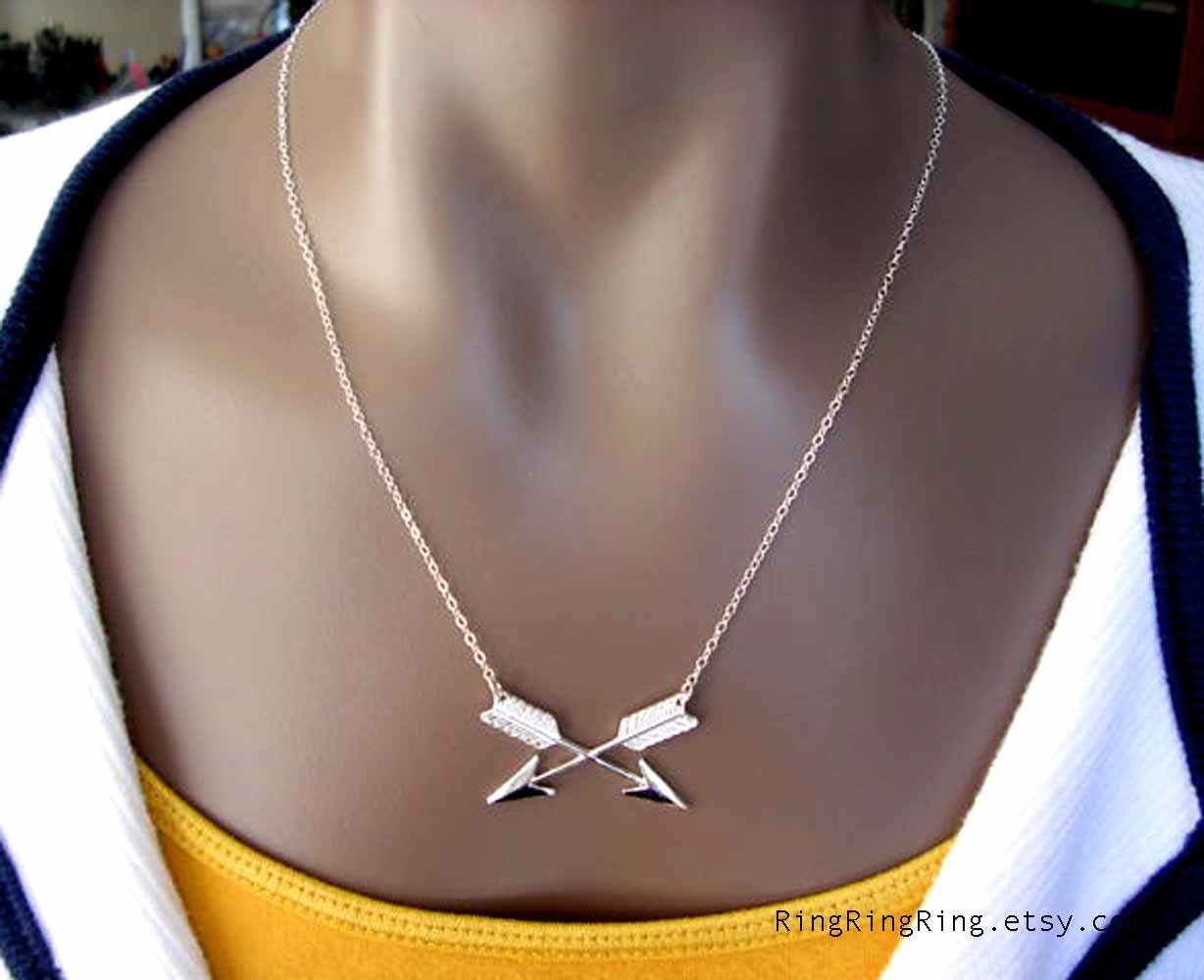 Cross Arrow necklace, Sterling silver necklace jewelry, arrow pendant 102512