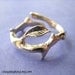 925. Thorn with leaf ring jewelry - Solid sterling silver ring. Size adjustable 092812
