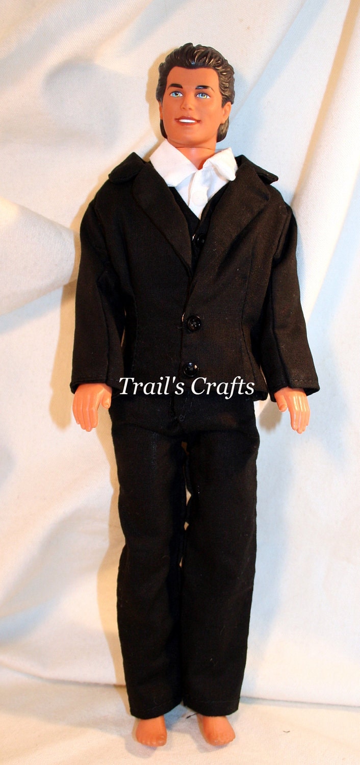 Handmade Ken Clothes Doll Suit Outfit Style 12 Black & White
