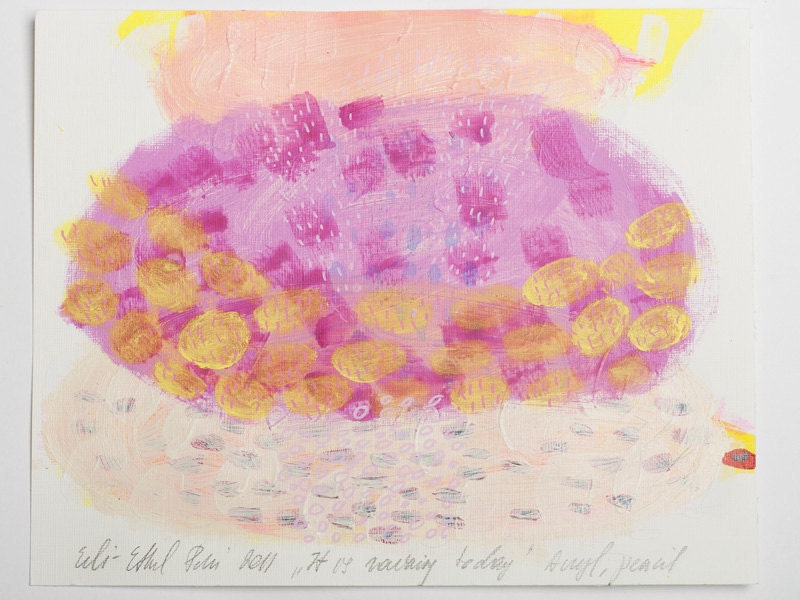 painting original acrylic on paper pink rain contemporary fine art