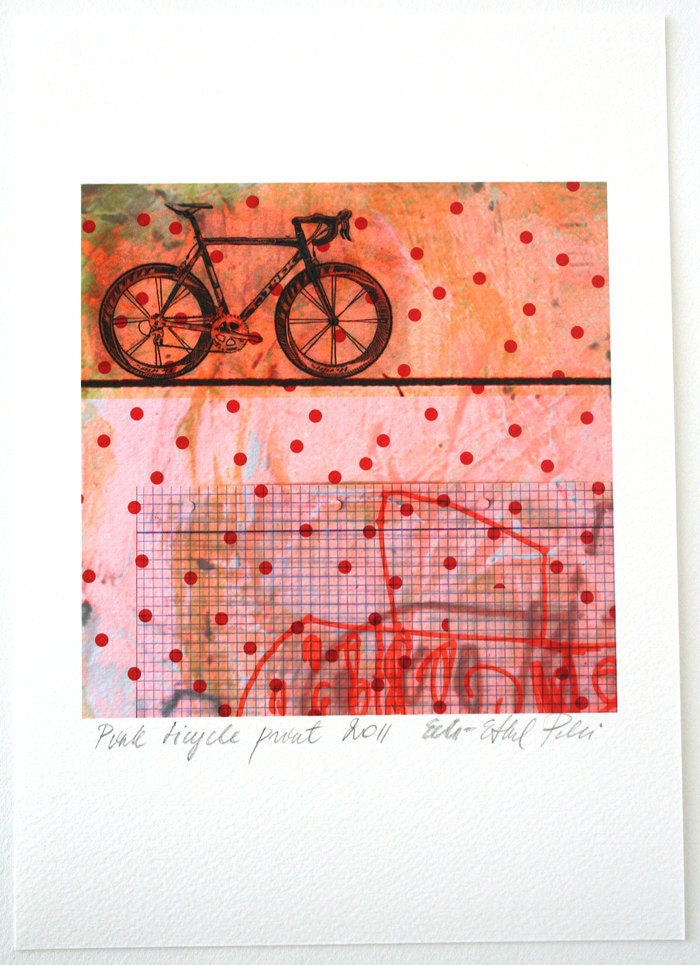 bicycle print gift art pink abstract modern home christmas