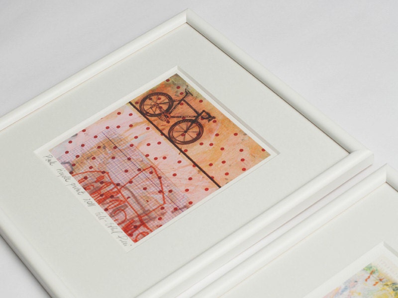 bicycle print gift art pink abstract modern home christmas