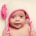 Crochet Baby Earflap Hat, Newborn Earflap Hat, Infant Earflap Hat, Ivory, Hot Pink, Children Earflap Hat