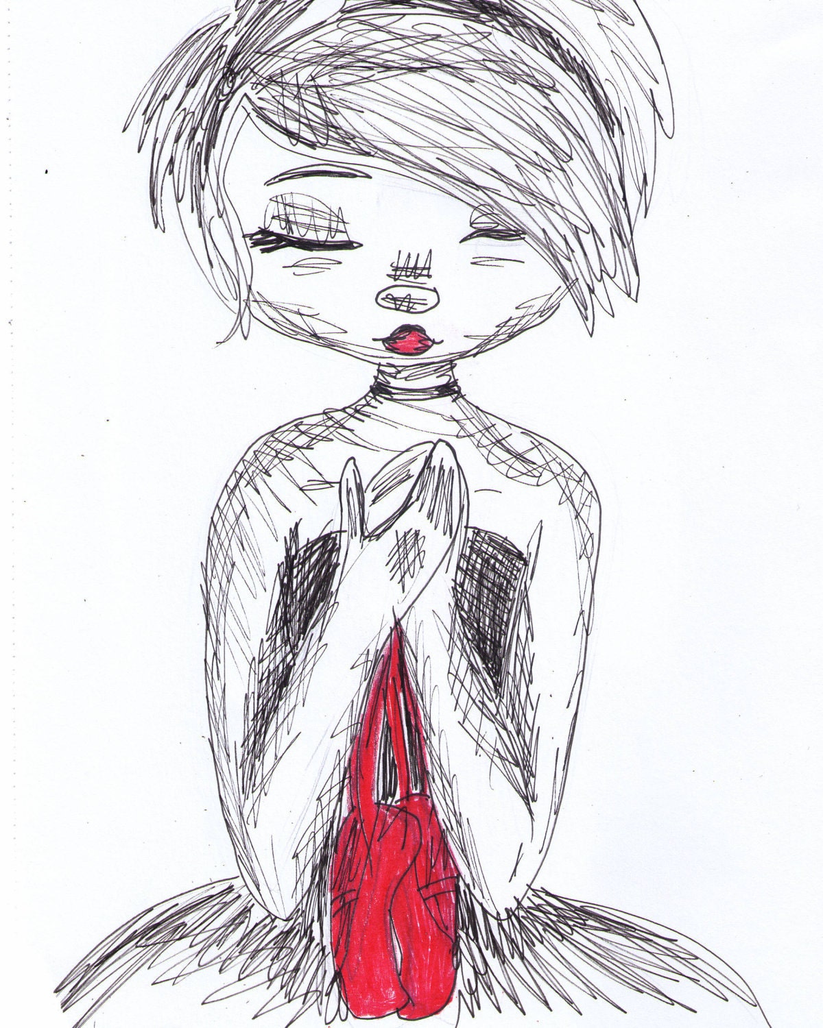 Ballet Dancer 8x10 ink sketch print by Cadouxdle