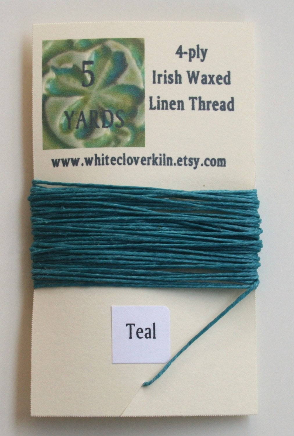 5 Yards 4 Ply Teal Irish Waxed Linen Thread