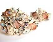 MADE TO ORDER - Bridal cuff and matching bridesmaids bracelet / flowergirl bracelet - shabby chic repurposed vintage wedding jewelry