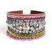 Rhinestone cuff bracelet in pink blue and green - velvet and ribbons with a sparkling vintage rhinestone bracelet upon a leather cuff