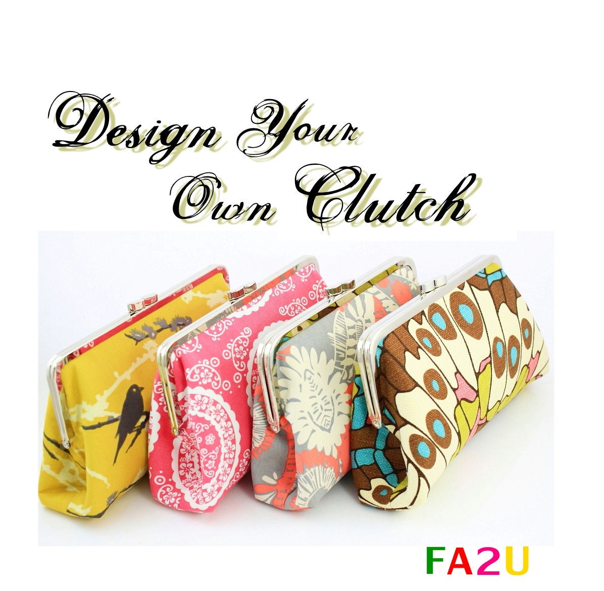 Design your own clutch - 8 inch XL clutch - Bridesmaid clutch - over 300 fabulous fabrics to choose from
