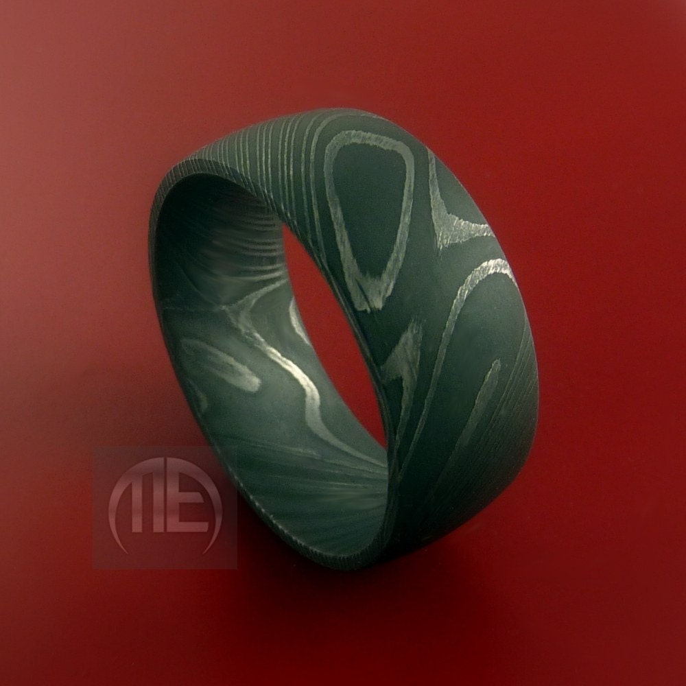 Damascus Steel Ring Wide Wedding Band Genuine Craftsmanship Any Size 3-22