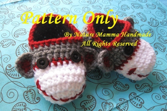 Classic Sock Monkey Booties PATTERN ONLY by Nature Mamma Handmade
