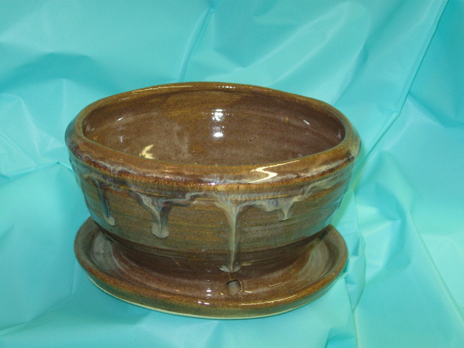 Pottery Berry Bowl Handmade Ceramic  Flower Pot Stoneware Bowl  Brown