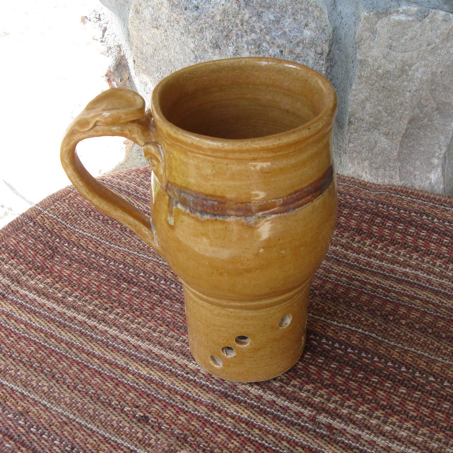 Travel Mug Coffee Cup Handmade Stoneware Pottery Unique  Tea Cup