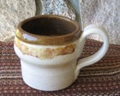 Ceramic Cup Handmade  Pottery Mug  Clay  Stoneware Brown and White