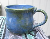 Coffee Cup Pottery and Ceramics Stoneware Tea cup Pottery Mug Blue Green Two Tone