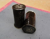 Ceramic Salt and Pepper Shakers Handmade Pottery Black   Glazed Stoneware