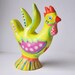 ceramic sculpture -Handpainted Clay Rooster Whistle - home  decor- green