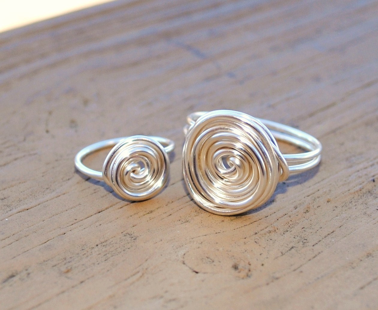 Wire Wrapped Ring Silver Mommy and Me Friendship Ring
