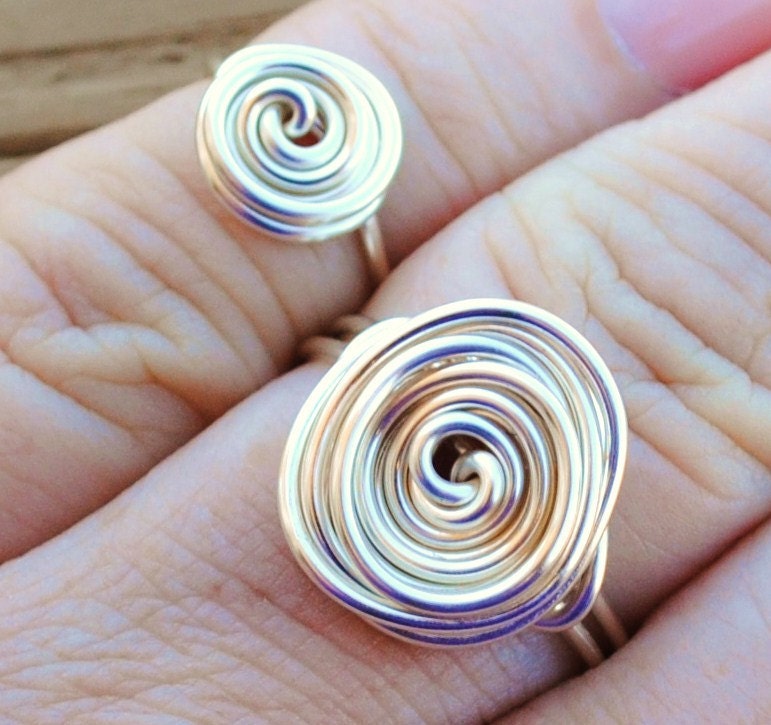 Wire Wrapped Ring Silver Mommy and Me Friendship Ring