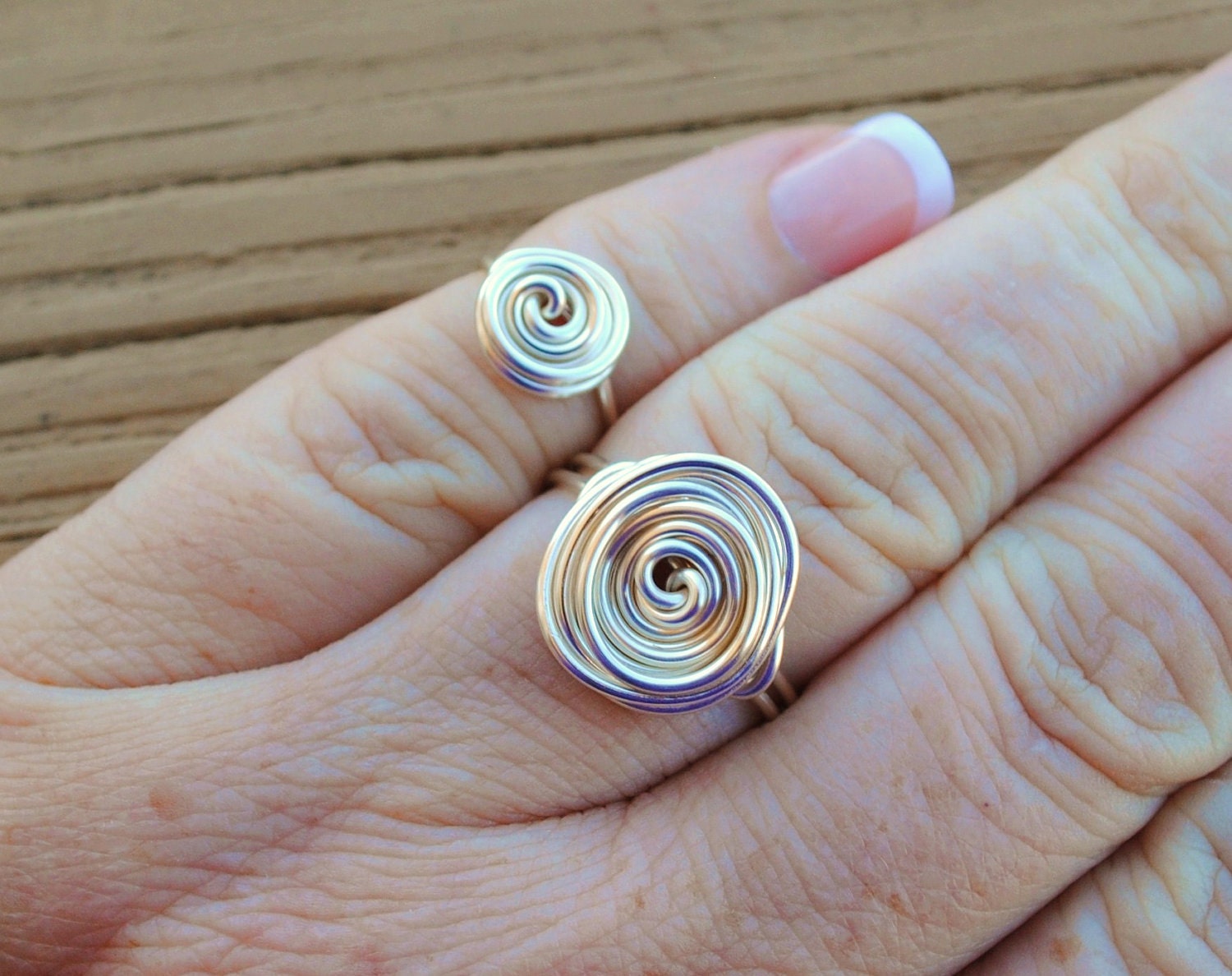 Wire Wrapped Ring Silver Mommy and Me Friendship Ring