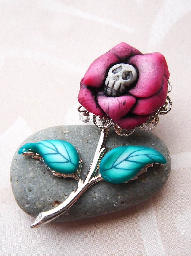 Dead Flowers Brooch 1- Pretty in Pink