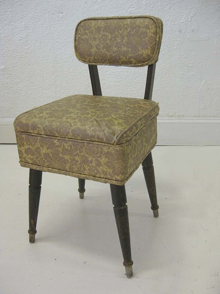 Vintage Sewing Chair with Notions Storage by millerupholstering
