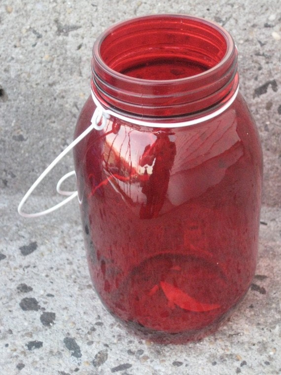 Red Mason Jars Hanging Lanterns Colored by DesignsByEmbellish