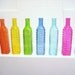 Colorful Tall Glass Bottles Red Orange Yellow Green Blue Aqua Pink Teal Navy Wedding Centerpieces Flowers