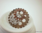 Multi-metal finish cog earrings