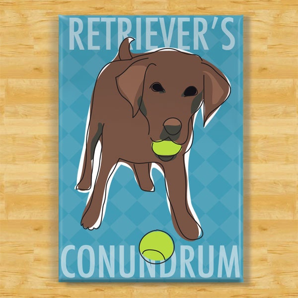 Labrador Retriever Dog Magnet - Retriever's Conundrum - Chocolate Lab
